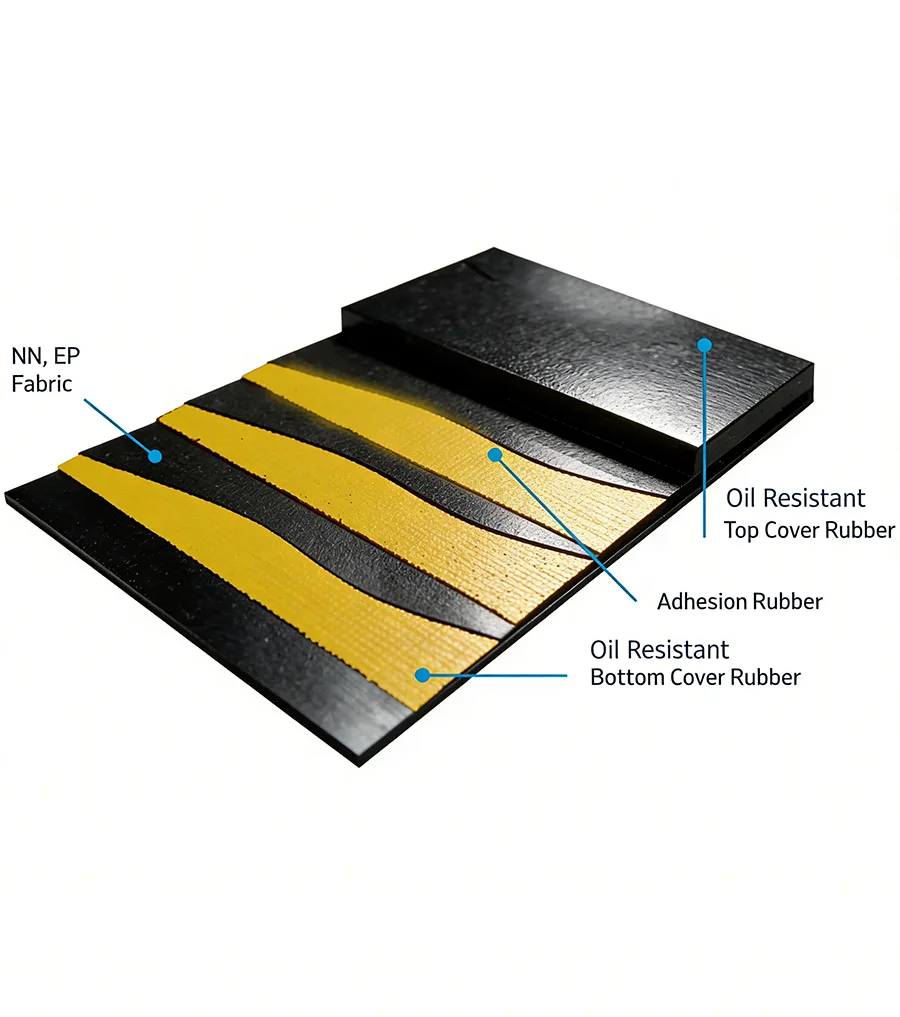 Oil resistant conveyor belt