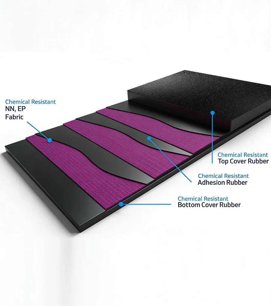 Chemical resistant conveyor belt
