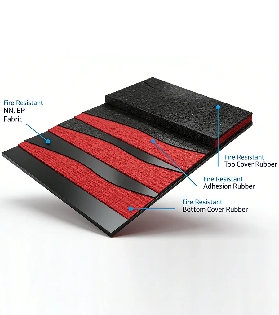 Flame resistant conveyor belt